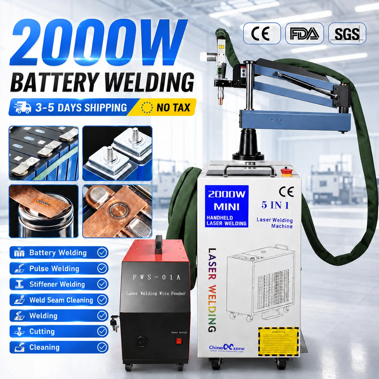 2000W Laser Battery Welding Machine Energy Storage Welding Laser Cleaning Cutting Welding Machine Handheld Fiber Laser Welder