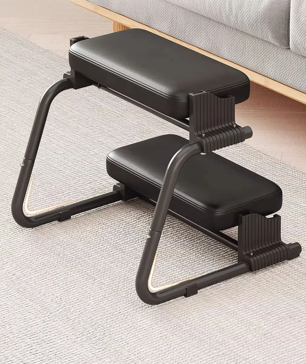 Adjustable Height Ergonomic Foot Rest Stool Dual Pedal Rocking Foot Stool for Office Desk Waxed Leather Cushion Footrest