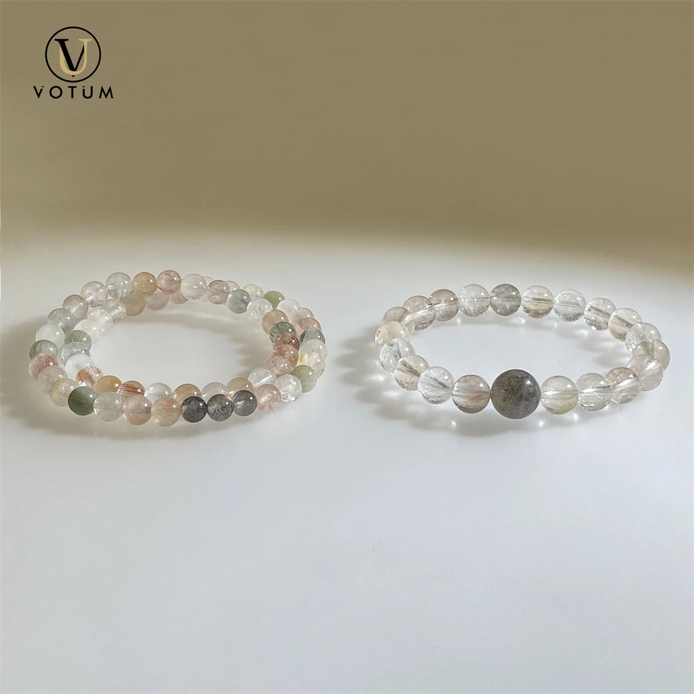 

Votum Natural Rutilated Quartz Moonstone Bracelet Set for Couple Crystal Stone Gift Sister Friendship Bracelets Beaded Jewelery