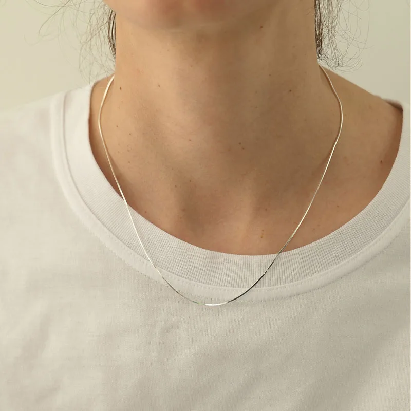 Women's S925 Sterling Silver Square Snake Bone Clavicle Chain