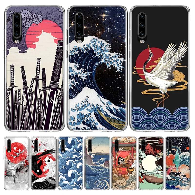 Japanese Pub Wave Anime Arrived Case Phone Cover for Huawei P30 Lite P40 P20 P10 Mate 10 20 Pro P Smart Z 2019 Y5 Y6 Y7 Y9S Tren