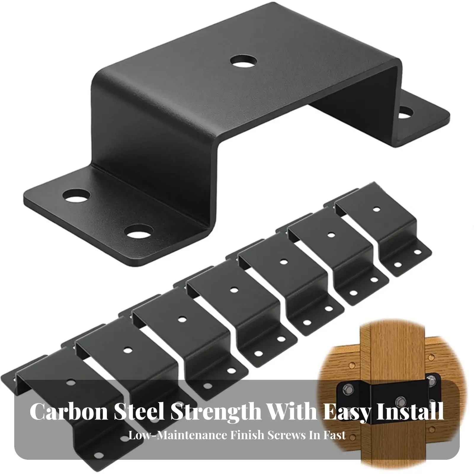 Heavy Duty U Channel Trailer Side Rail Bracket Carbon Steel Powder Coated for Post Support Crossbeam Use