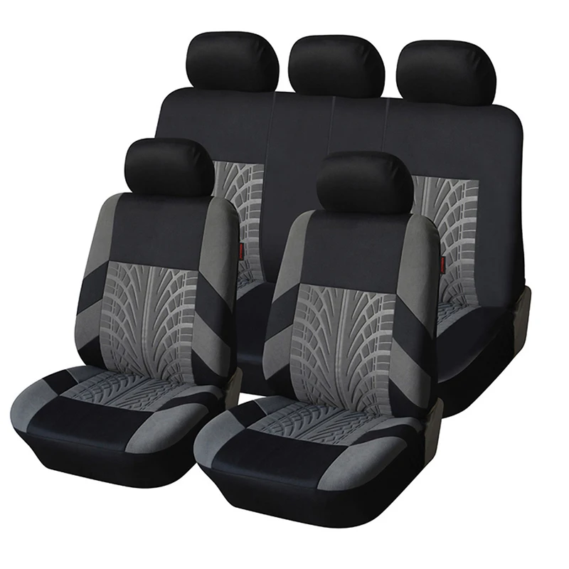 Car Seat Covers Full Set Front Split Rear Bench For Car Universal Fit Cloth SUV Sedan Van Automotive Interior Covers