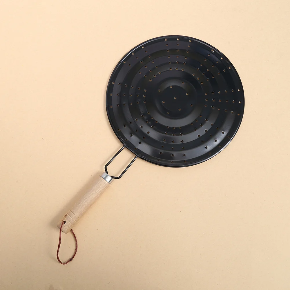 Perforated Metal Pizza Peel Sturdy Stainless Steel Paddle With Wooden Grip Baking Tool For Kitchen Use Cake Transfer Plate