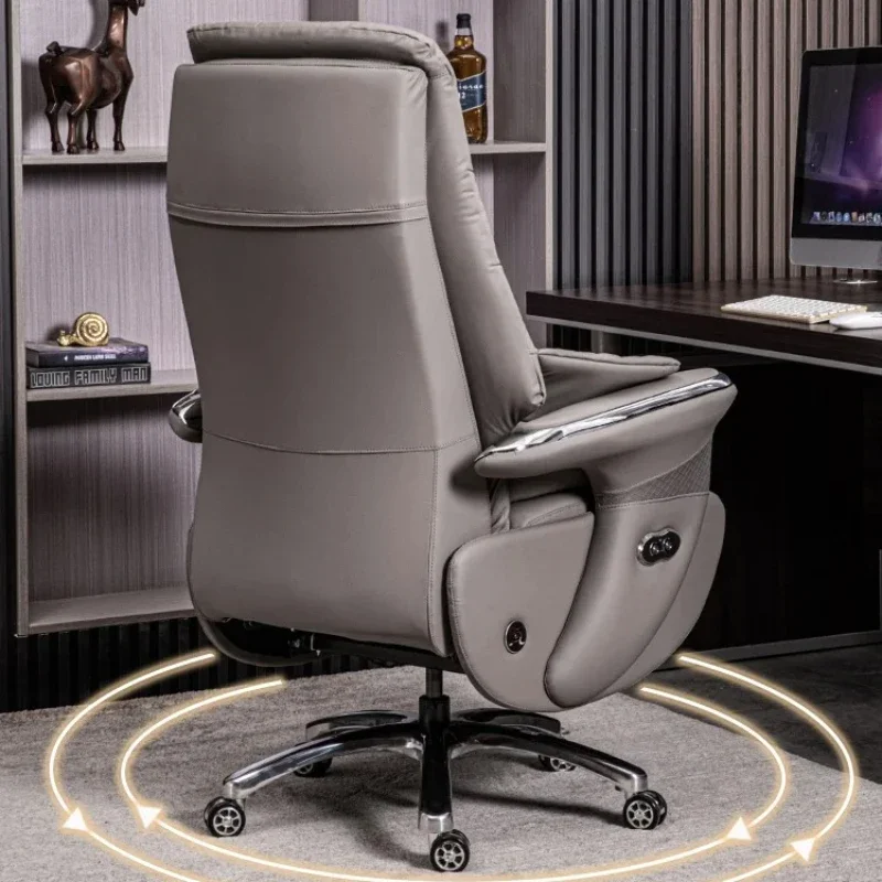 تصميم تدليك جلدي فريد من نوعه، كرسي مكتب تنفيذي فاخر للاسترخاء والتدفئة القطنية، أثاث منزلي مريح وحديث