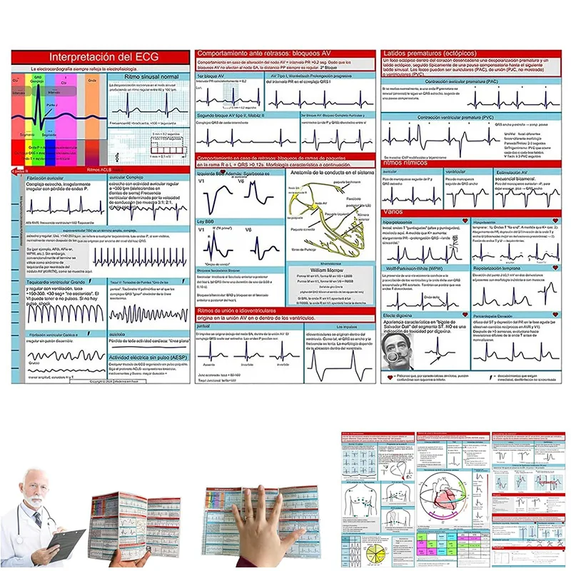 EKG إيقاع دليل الجيب خريطة جيب مخطط كهربية القلب الذاتي قياس البيض موصلات قياس الدقة أداة منزلية #1