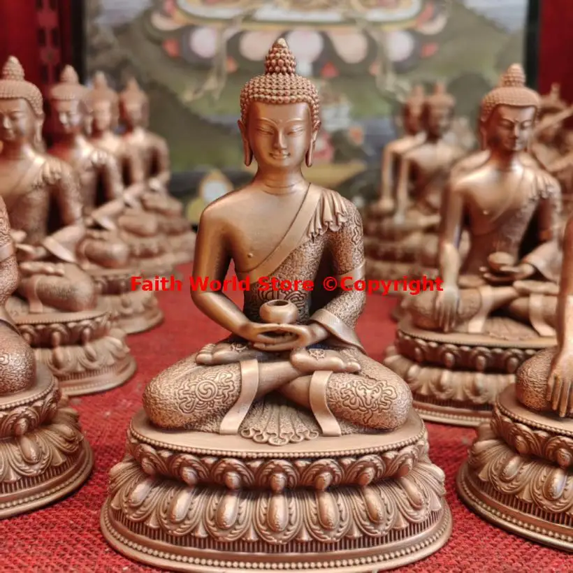 

Wholesale Tibet Nepal Buddha statue small COPPER Shakyamuni Amitabha Buddha HOME CAR Altar Effective protection Buddhist