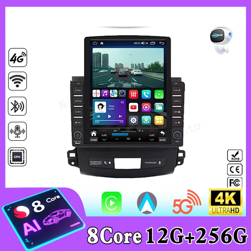 Android 9.7 Inch For Mitsubishi Outlander Xl 2 2005-2012 Auto Radio Car Player Stereo Video Navigation Carplay 2din DVD WIFI