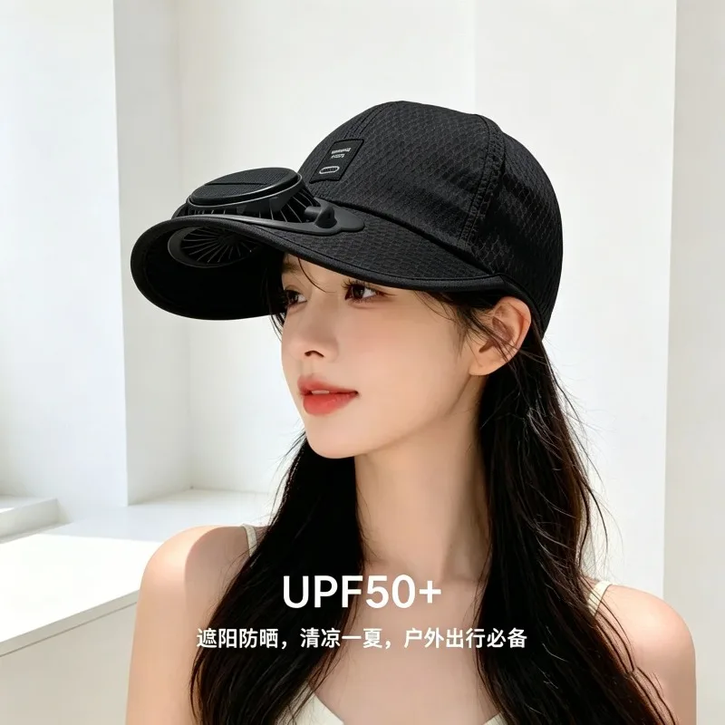 Summer Fan Hat with Solar Charging, Outdoor Sun Protection, Shade Net, Sunshade Hat for Men and Women