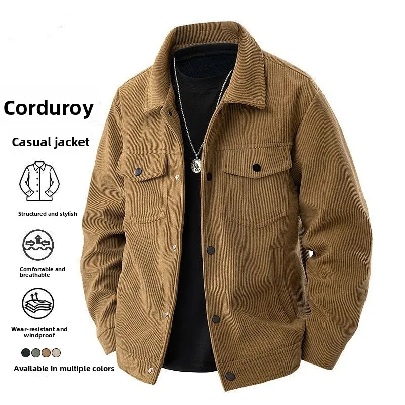 

Loose Men's Busin Jaet Spring Casual Outerwear Flng Sle Paul Chic 2025 New Youth Faion Polyester Fiber Jaet