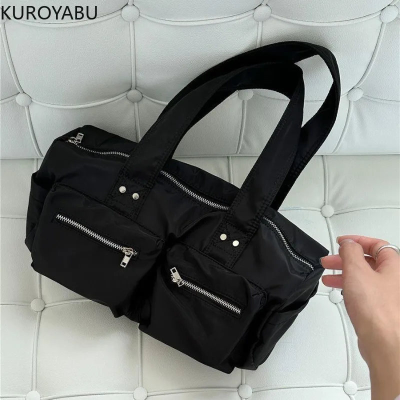 

Zipper Pockets Nylon Shoulder Bags Large Capacity Fashion Versatile Black Hand Bags 2025 Hot Sale Bags Women Bolsas De Hombro
