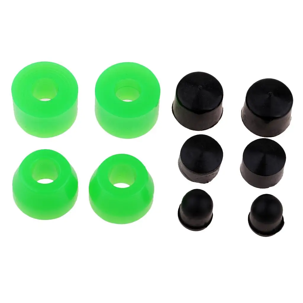 10pcs Skateboard Bushings, Trucks Cups Hardware, for Skateboard Truck Longboard Cruiser, Green, Black, 85A