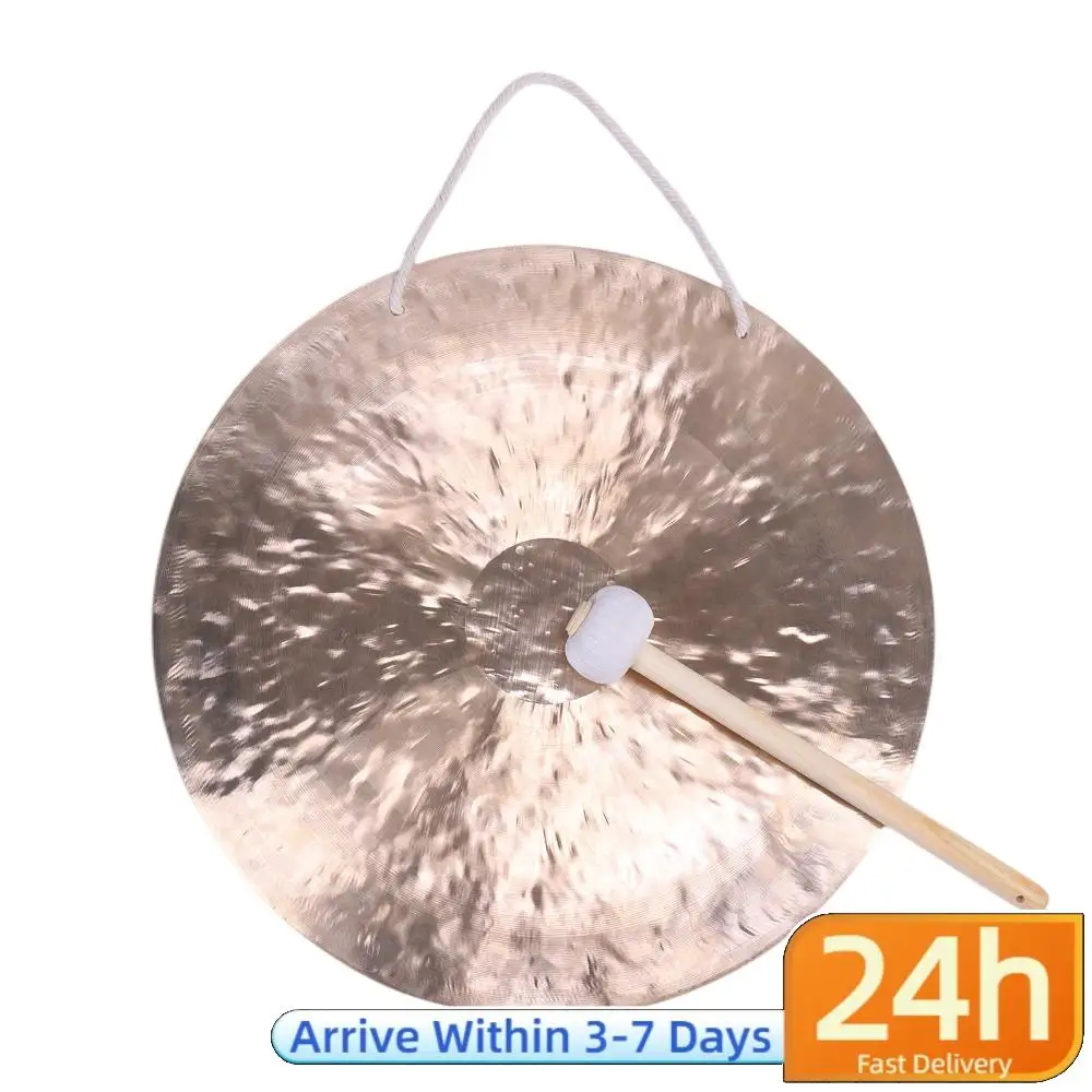 

18-дюймовые китайские фэн-гонги с подставкой C-типа и молотком, китайский ударный инструмент, медный гонг для домашнего декора, подарок на новоселье, благословение