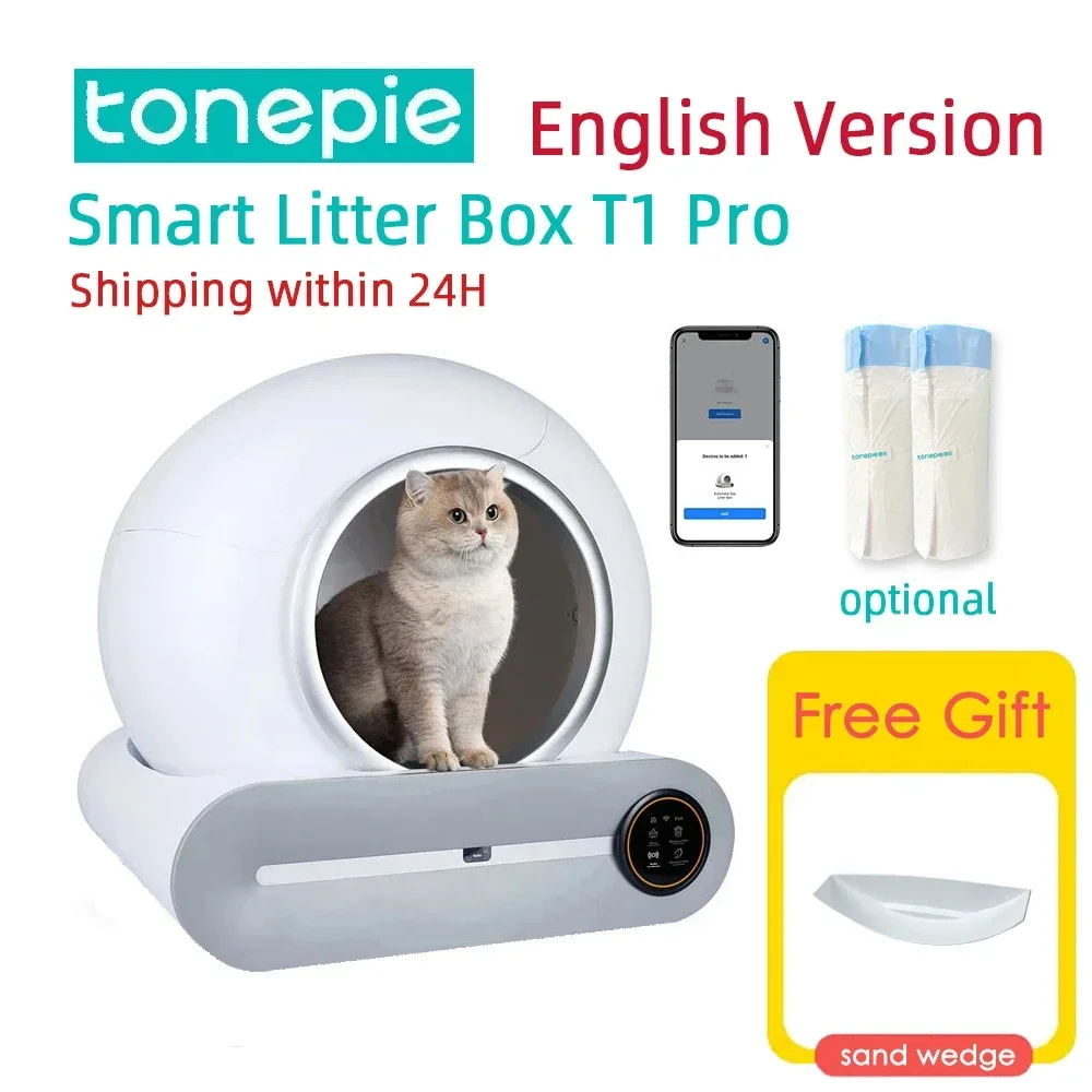 Tonepie 2024 New 65L Automatic Smart Cat Litter Box Self Cleaning Fully Enclosed Cat Litter Box Pet Toilet Litter Tray