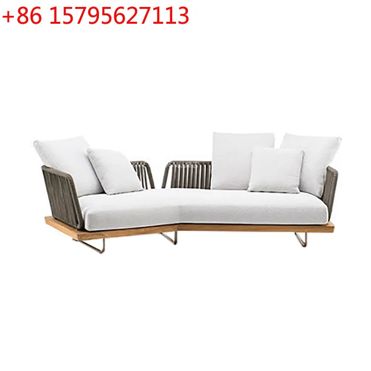 

Уличный диван для двора, солнцезащитный, водонепроницаемый, из ротанга, кресло из ротанга и тика, одиночное, для террасы, из массива дерева, садовый кофейный столик