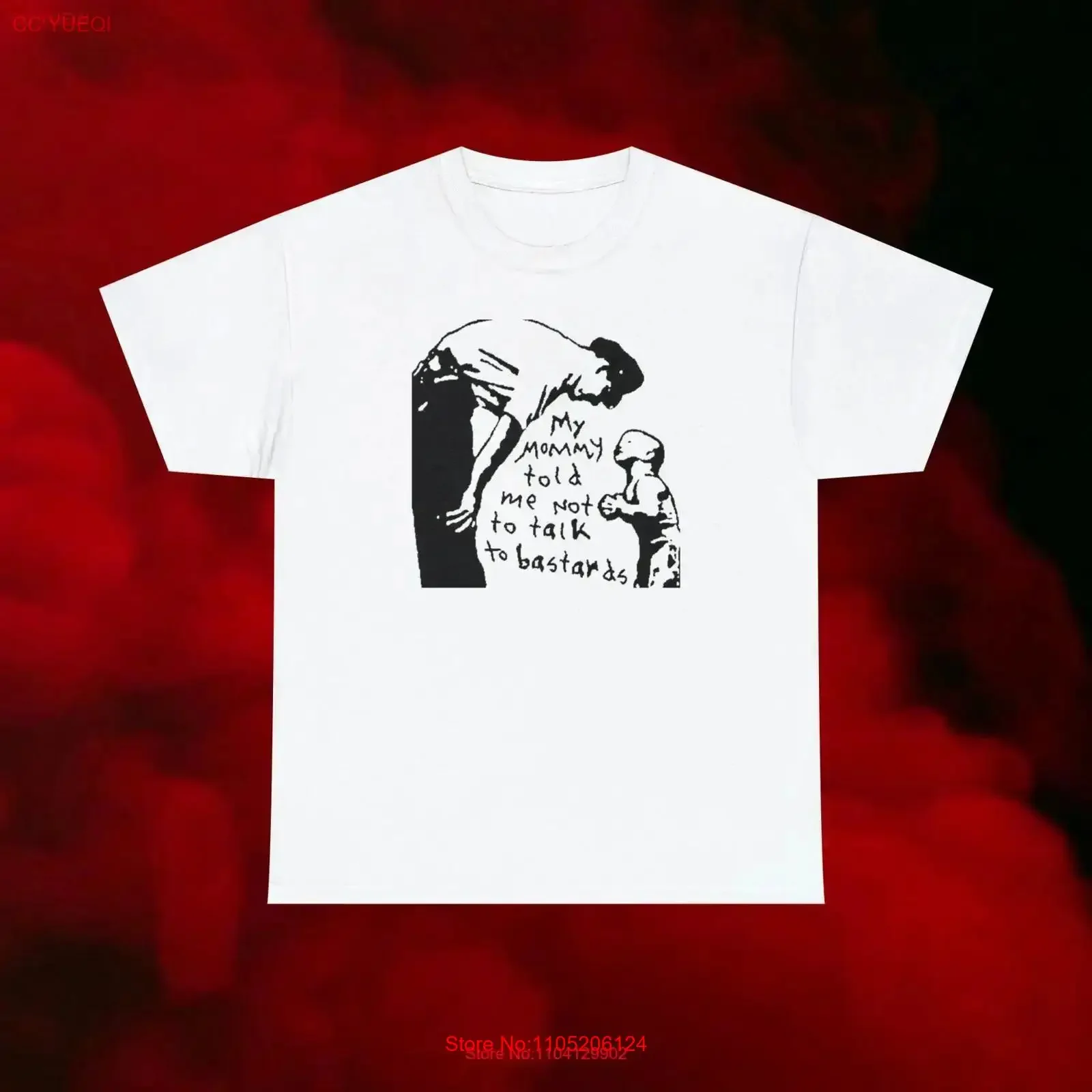 تي شيرت My Momy To Me Not To Talk Bastards تي شيرت عتيق مغسول وقابل للتنفس قليلاً ومتعدد الاستخدامات للجنسين برسومات ممتدة