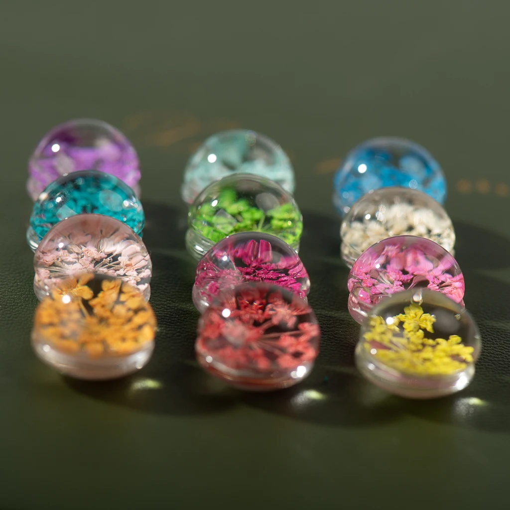 14mm Flower Glass Ball Half Round Multicolor Bead Bracelet Making Accessories XN630