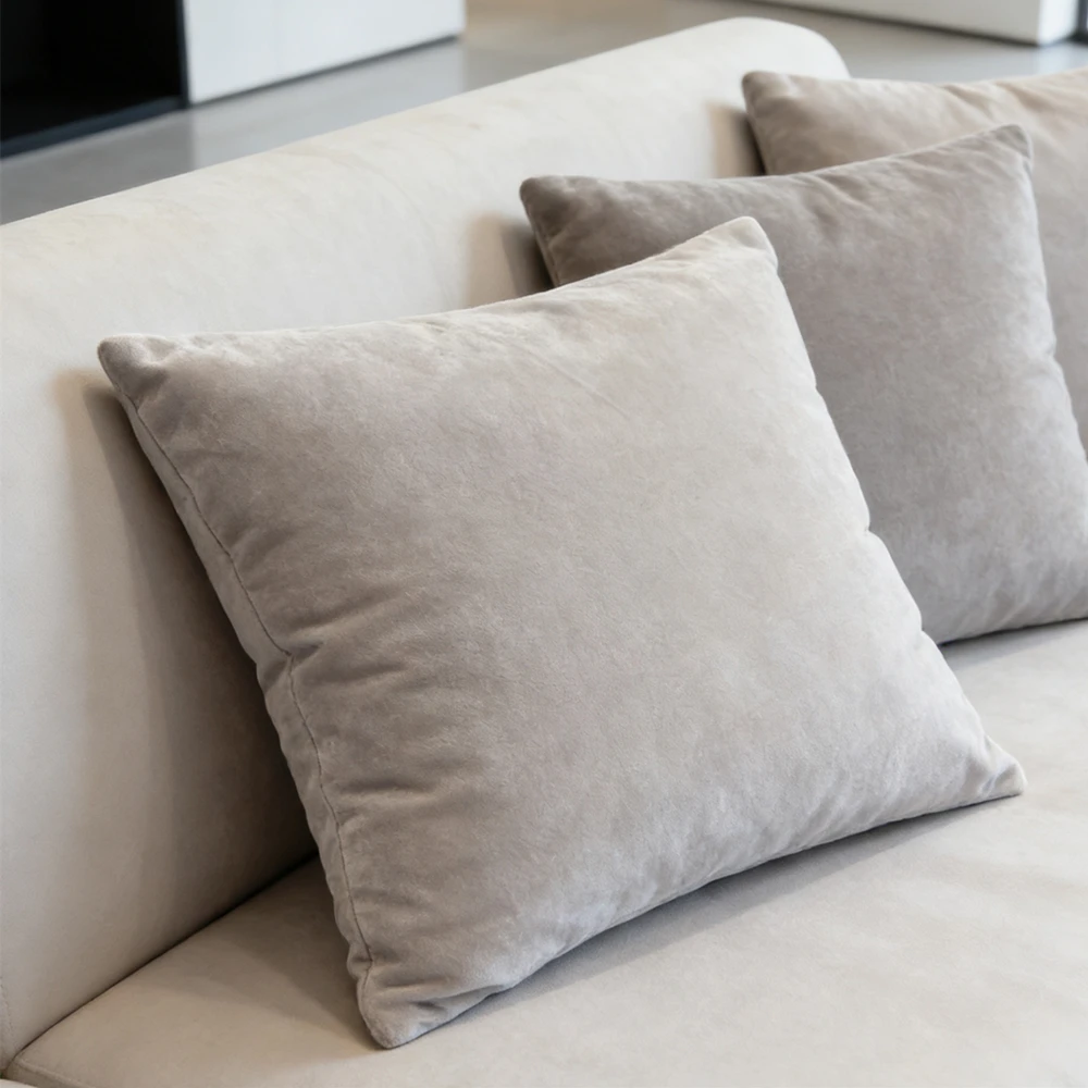 Contemporary Solid Plain Brown Gray Velvet Home Decoration Pillow Case Modern Floor Cushion Cover 45x45cm 1 Piece Pack