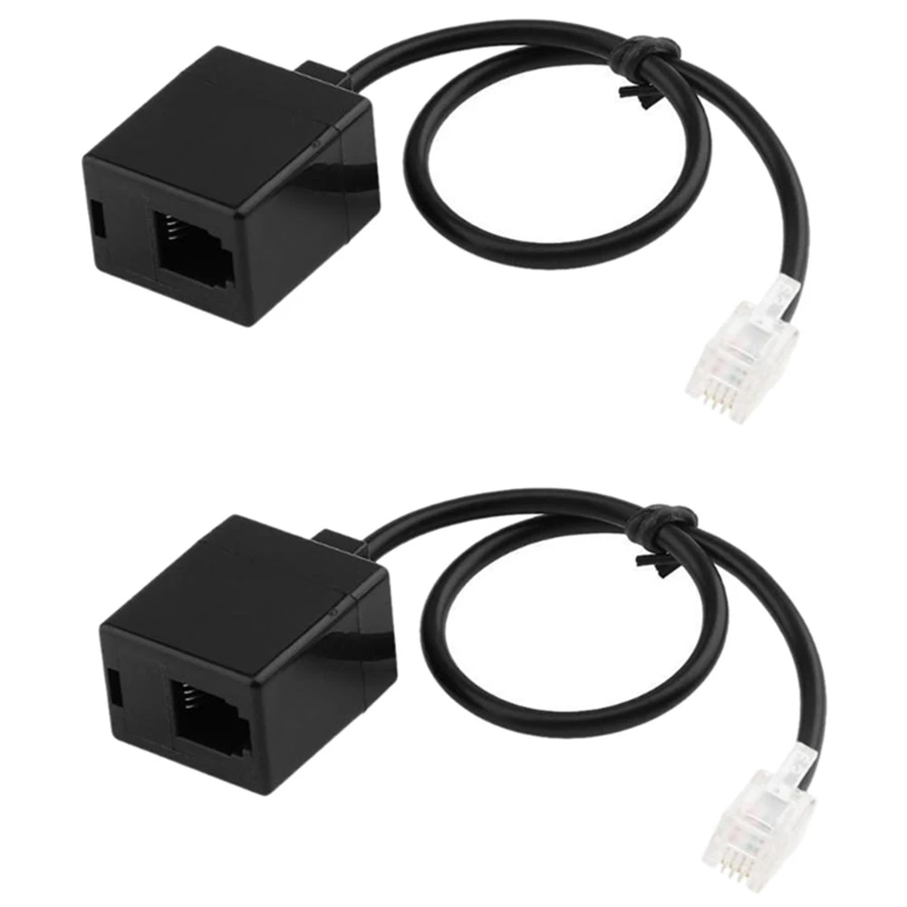 2X RJ9 4P4C Male to Double Female Port Connector Headset Adapter Extension Cable Phone Adapter Cable Extension Cord