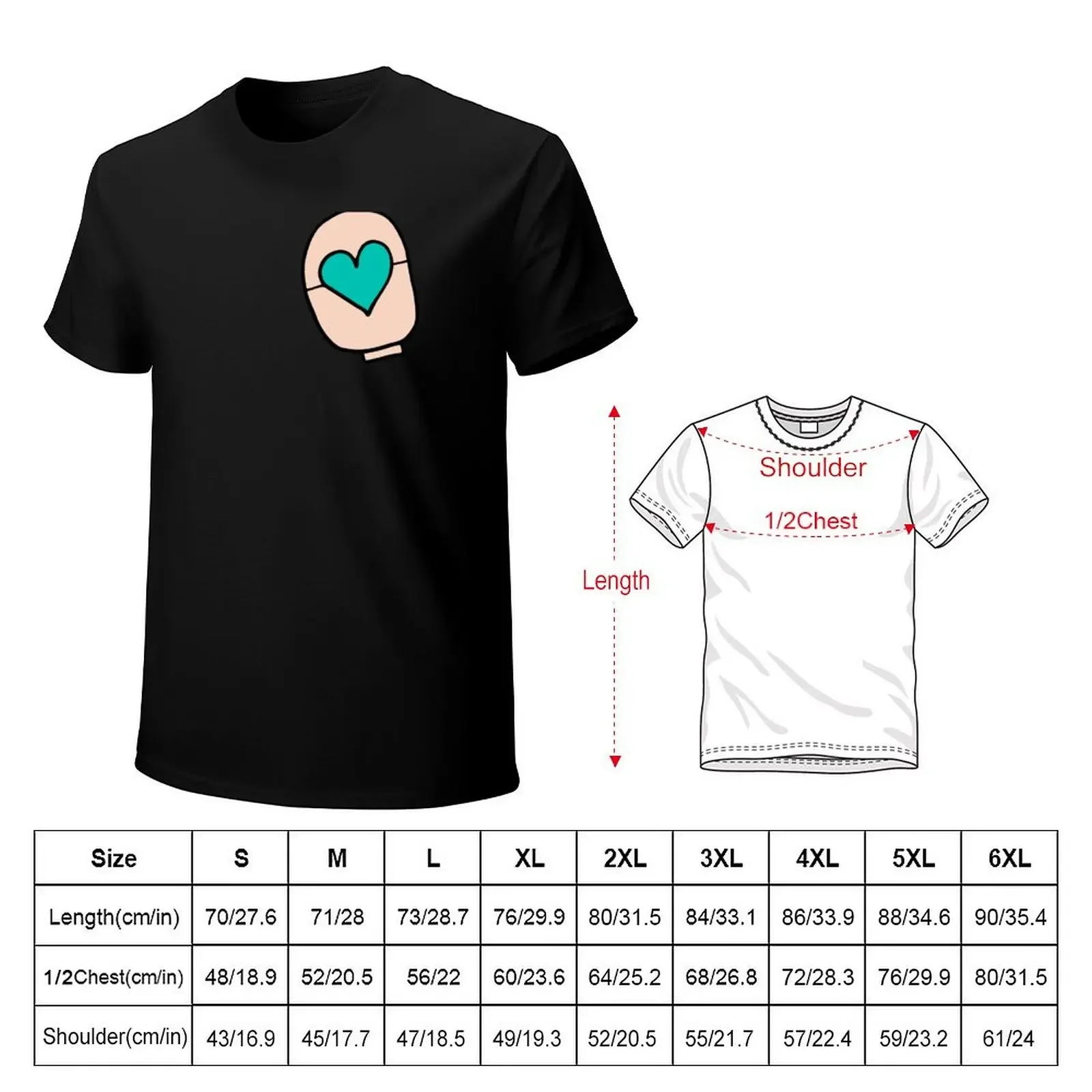 ostomy love – teal T-Shirt korean fashion graphics Men's cotton t-shirt