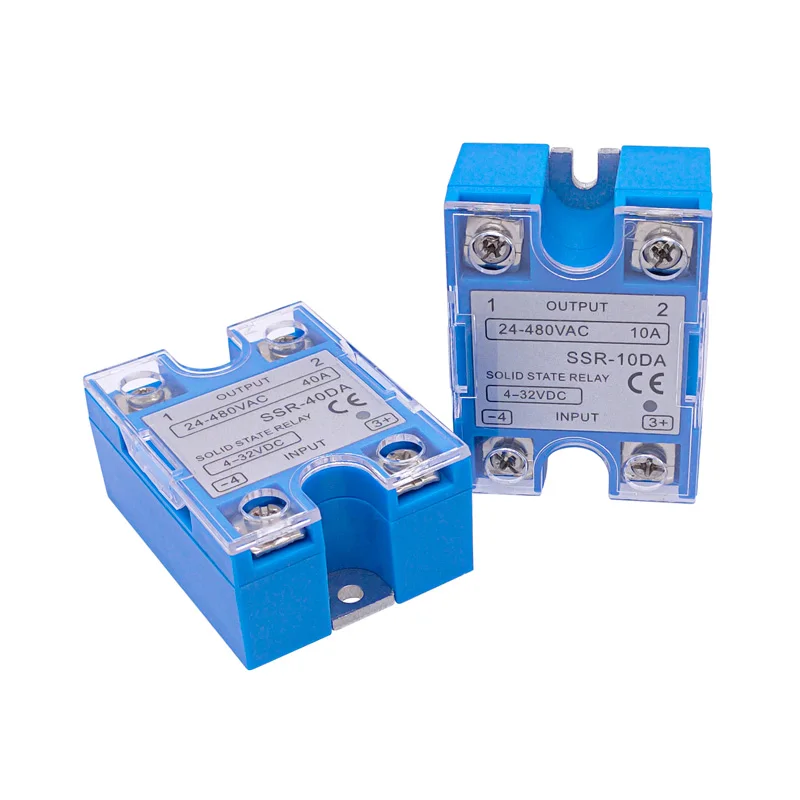 1 Pc SSR White or Blue Shell Single Phase Solid State Relay Module for PID Temperature Control  DD DA SSR-25DA SSR-40DA SSR-40DD