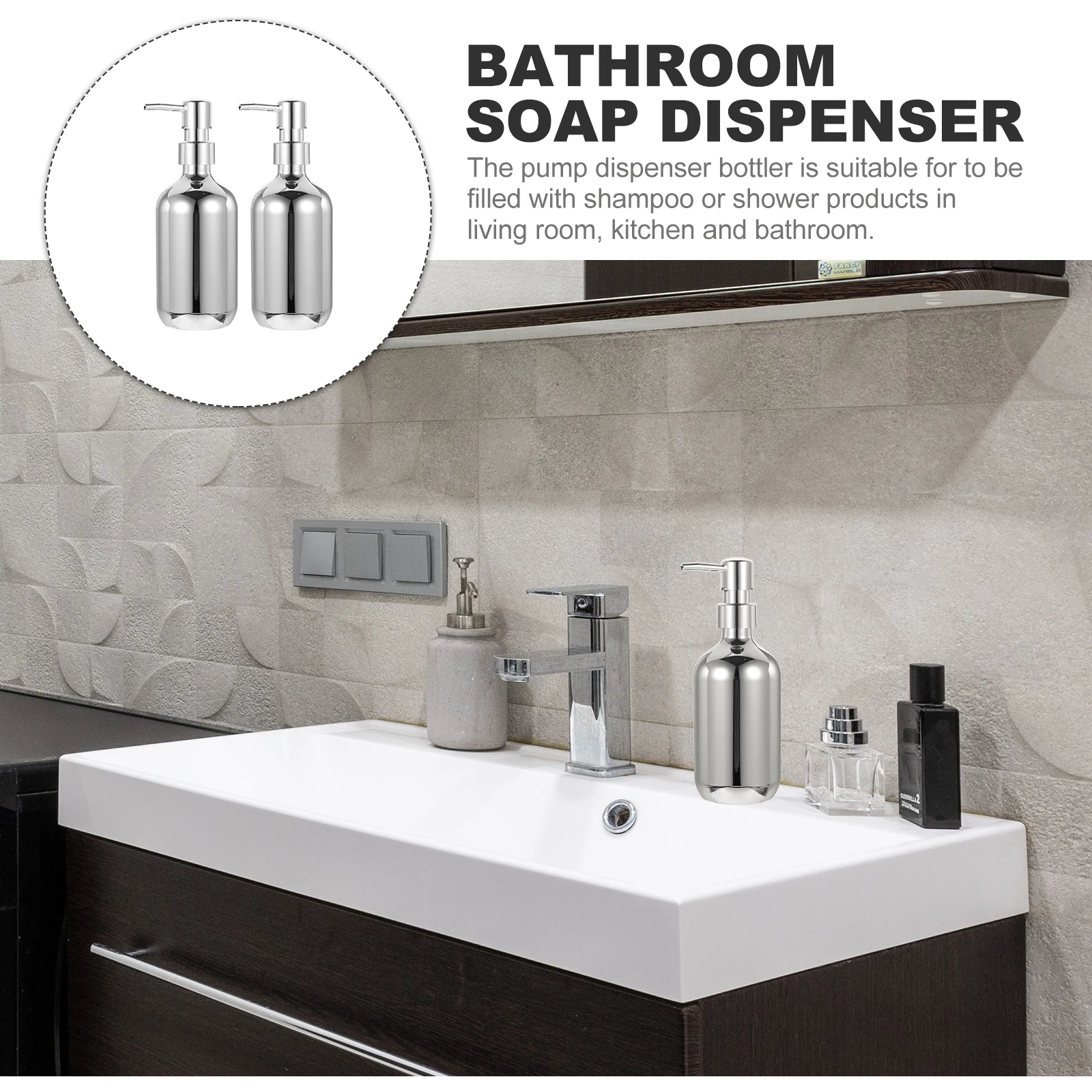 

2 Pcs Portable Travel Dispenser Refillable Hand Soap Pump Bottle for Shampoo Shower Gel Bathroom Kitchen PET PP Easy