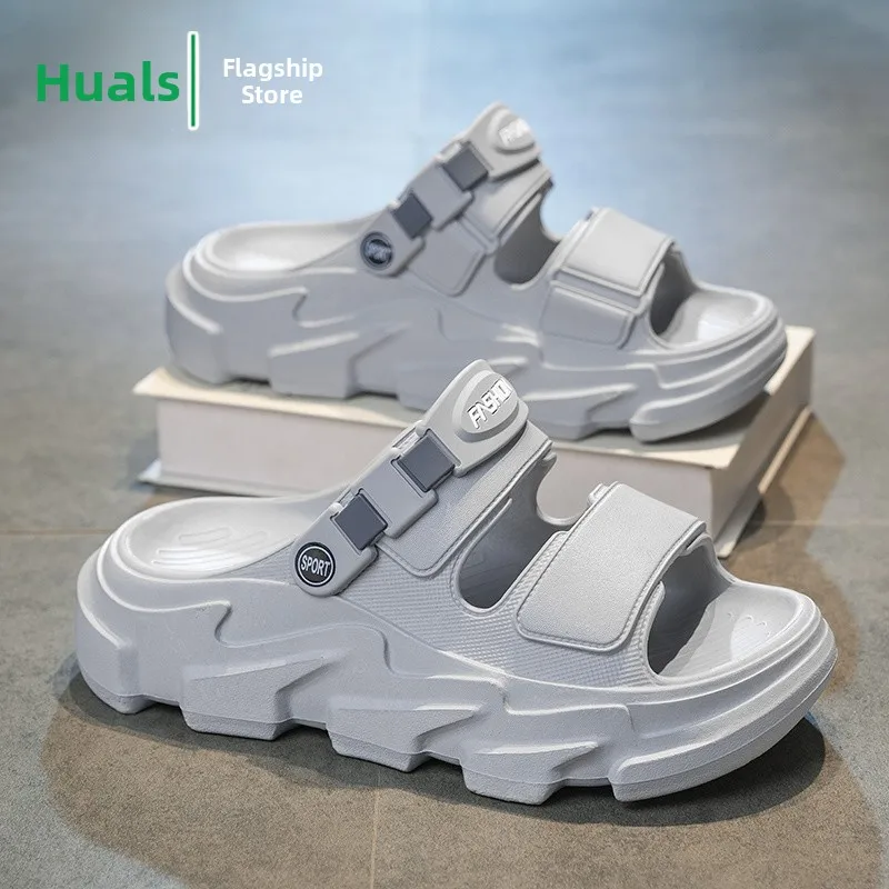 Men's Summer Outdoor Sports Beach Slippers Anti-Slip Soft Bottom Driving Dual-Purpose Sandals Casual Outdoor Sandals