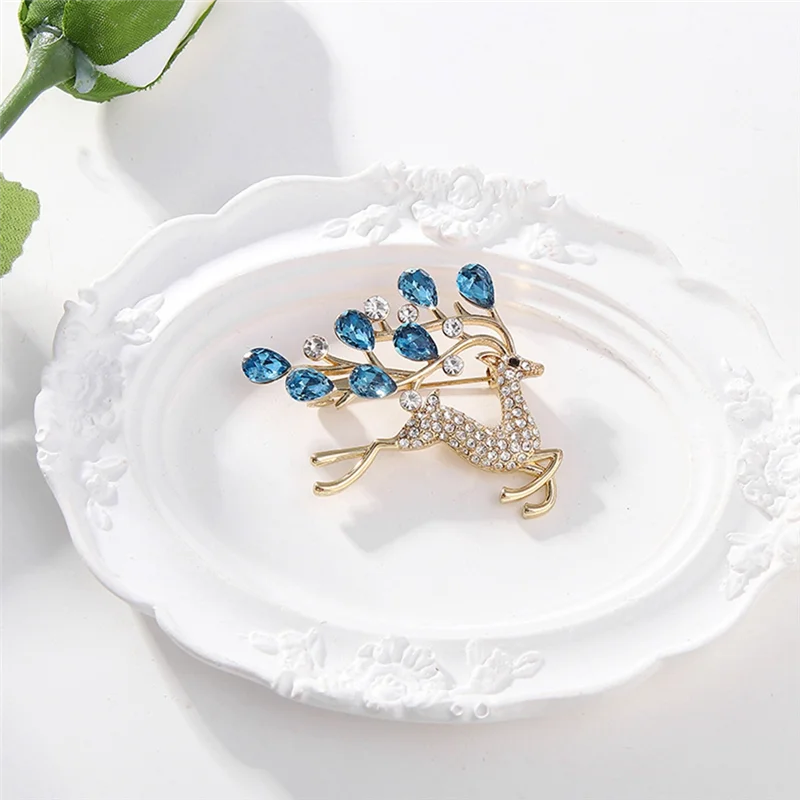 -A94Z Crystal Fawn Brooch Women Cute Animal Brooch Pin Fashion Jewelry Gift Exquisite Broches