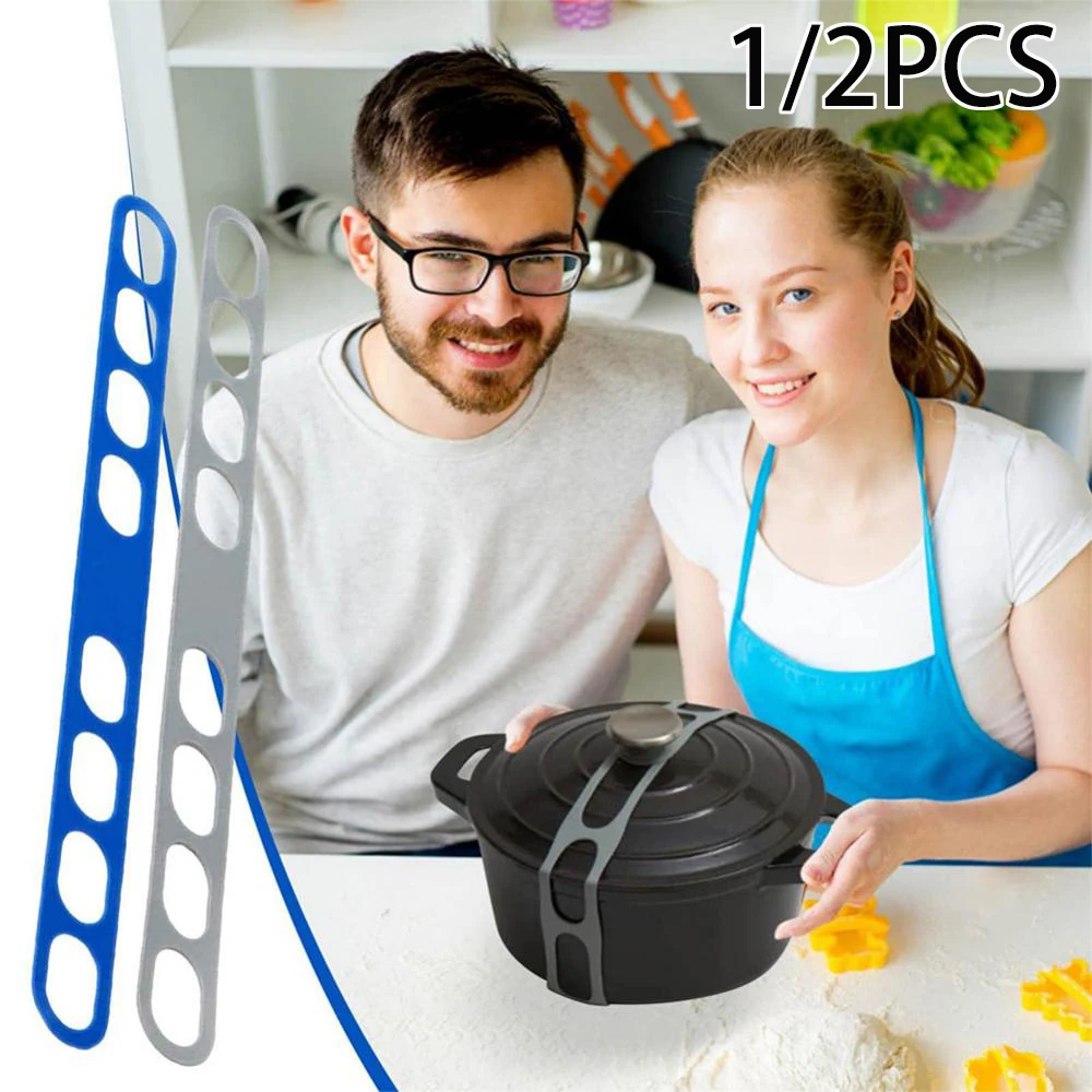 

1/2Pieces Pot Lid Strap, 54cm Reusable High Quality Universal Durable Elastic Binding Lunch Box Lids Retaining Straps Convenient