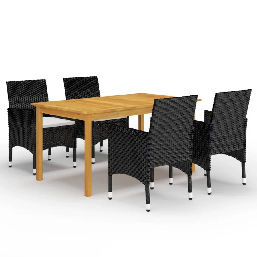 

5 Piece Patio Dining Set Black