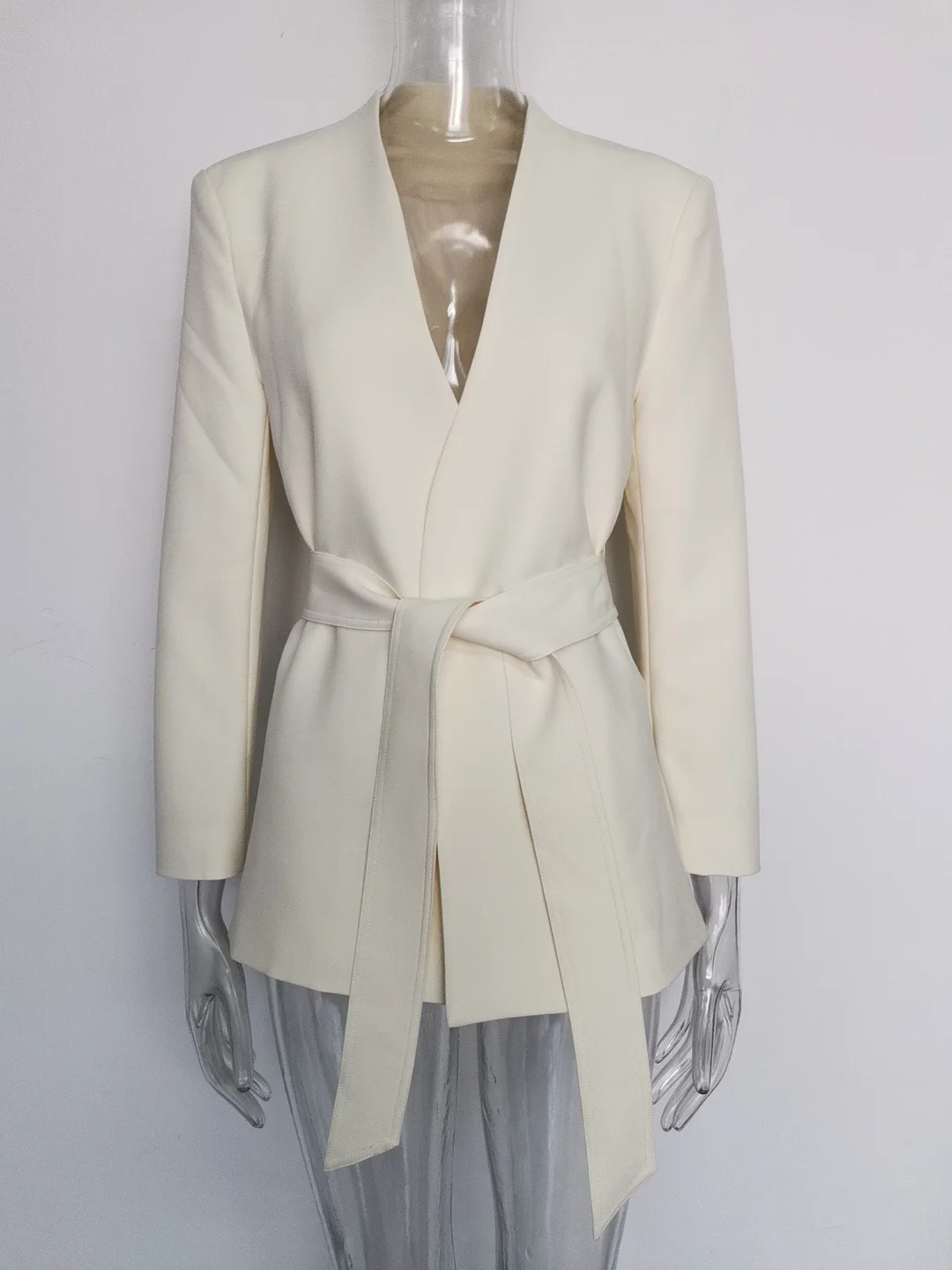 ZOCI-cárdigan con frente abierto para mujer, chaqueta con cinturón y cuello en V, prendas de vestir informales para oficina, abrigo ligero, novedad de invierno 2025