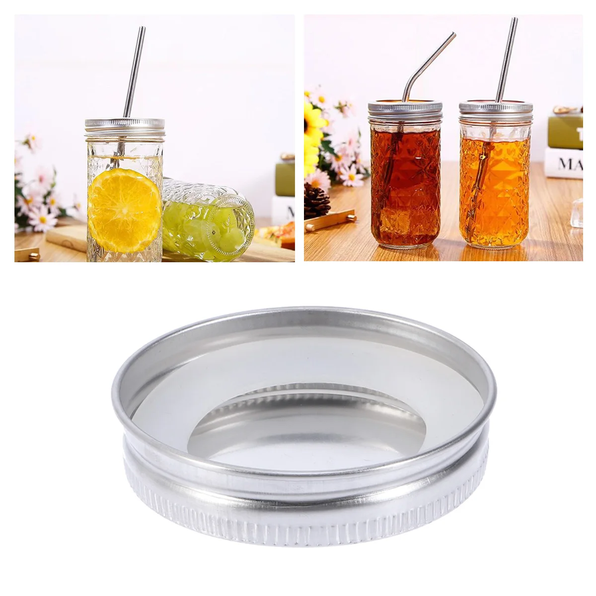 

Can Lid Set Mason Jar for Dry Storage Solid Accessory Stainless Steel Lids Cover Replacement