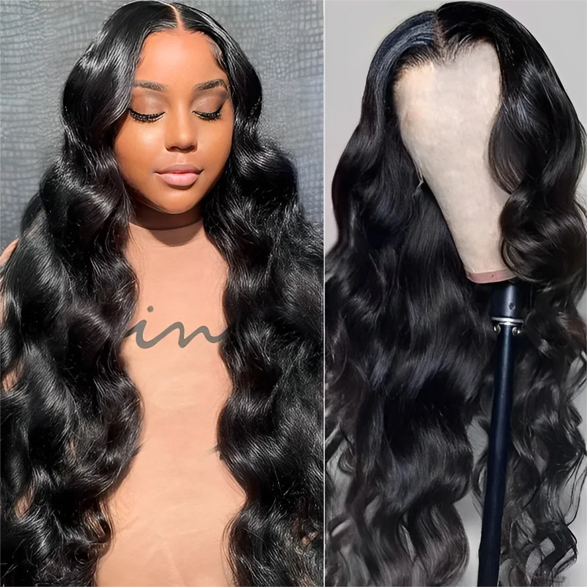 Body Wave Wig Bling Hair Lace Front Human Hair Wig 180% Pre Plucked 13X6 13x4 Peruvian Remy Transparent 4x4 Lace Closure Wigs