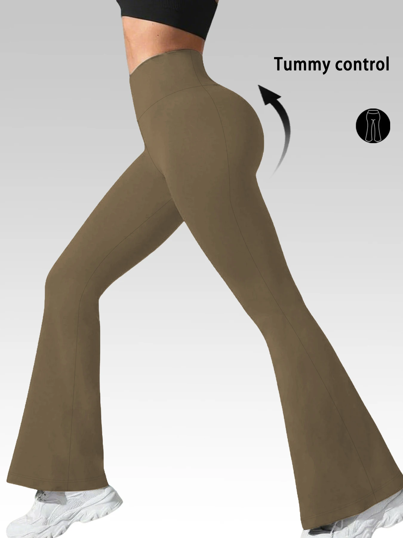 Elegante Damen-Flare-Hose mit hohem Bund für Yoga-Workouts. Geeignet für Damen-Leggings zur Freizeitnutzung. – Detail 8