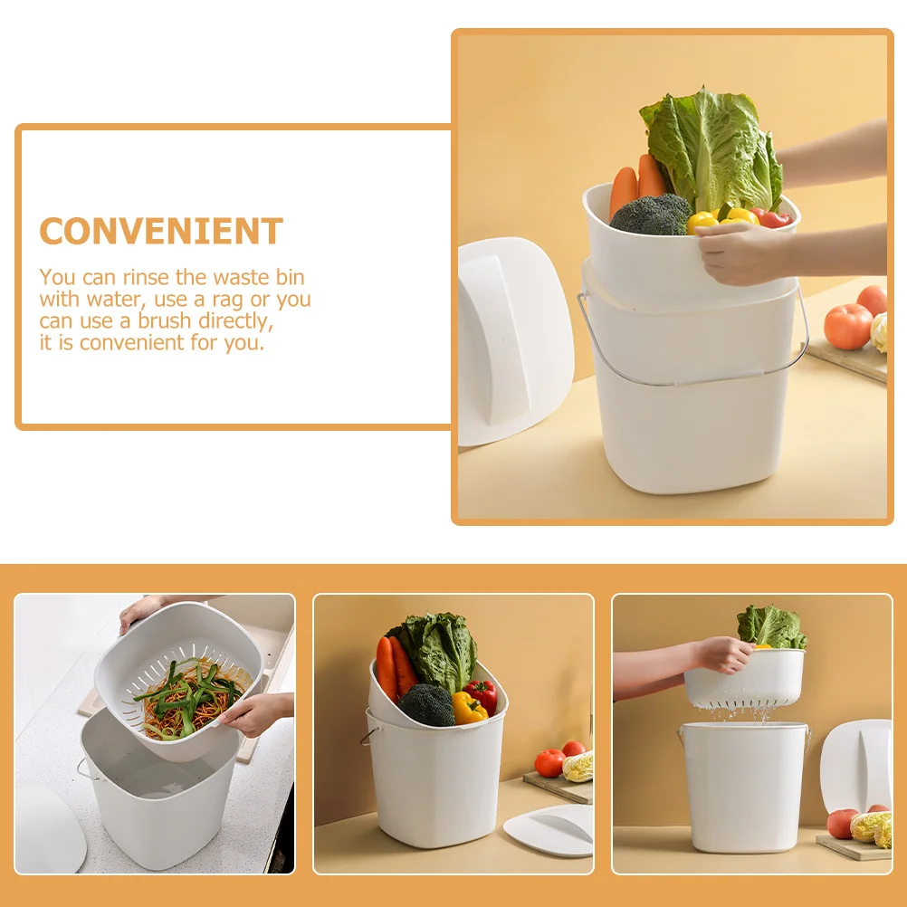 

Kitchen Trash Can 5L 10L 15L 20L Plastic Garbage Bin Household Waste Container With Lid Odor Proof Water Resistant Easy Clean
