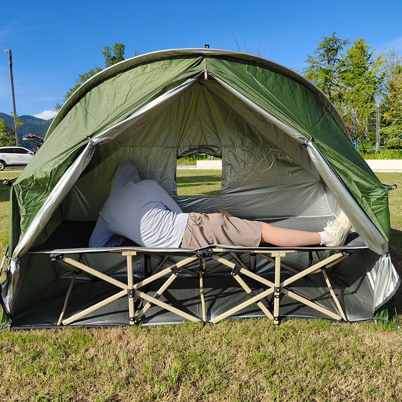 Foldable Camping Cot Tent, Off Ground Elevated Tent Set for 1 Person, Ideal for Outdoor Hiking, COT BED Not Included