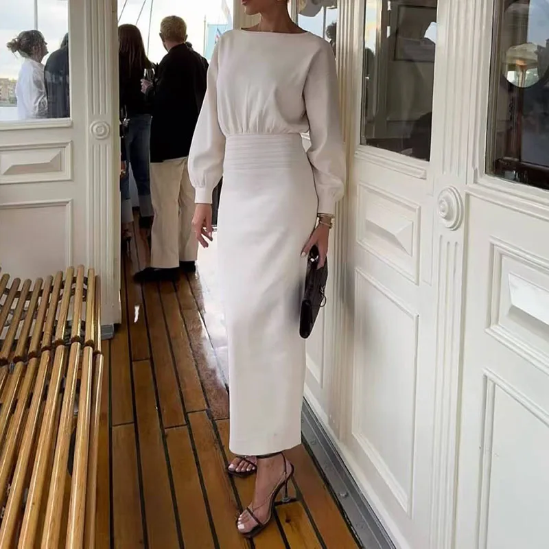 

Sexy off-the-shoulder long-sleeved dress, elegant and high-end, waist-cinching and slimming, hip-hugging dress