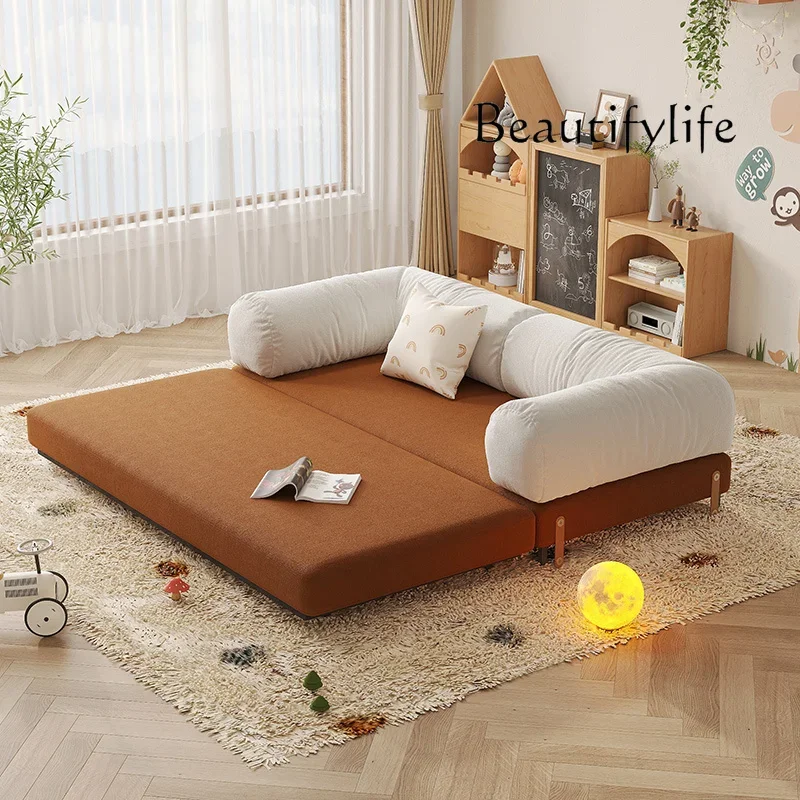 X36 Double Sofa Bed Folding Retractable Dual-purpose Retro Living Room Study Color Matching Fabric Sofa,
