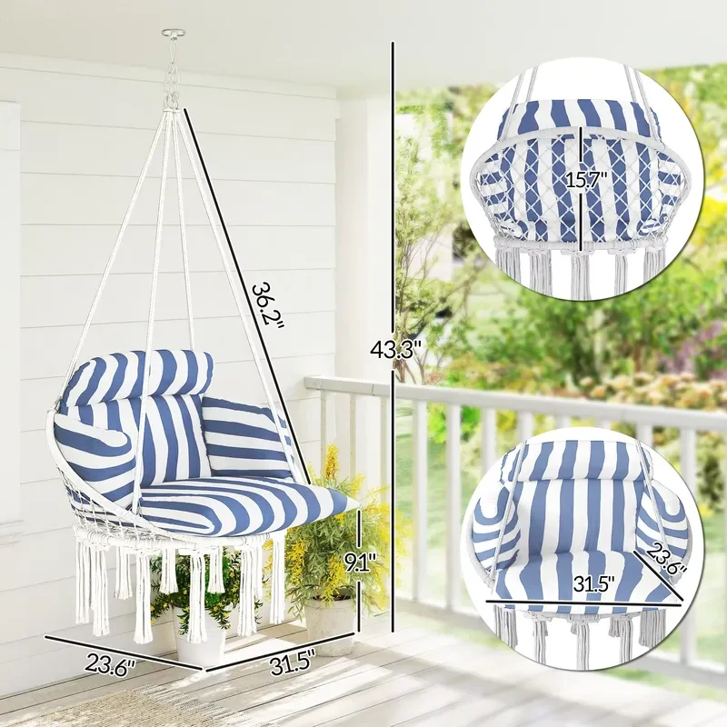 Portable Cotton Polyester Hanging Chair Modern Soft Outdoor Hammock Swing for Camping Beach Furniture Relaxing Home Decor