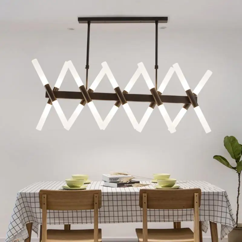 

Dining Room office G9 LED chandeliers Industrial gold Black long pipe Wrought Iron pendant lamp Kitchen Cafe Restaurant lighting