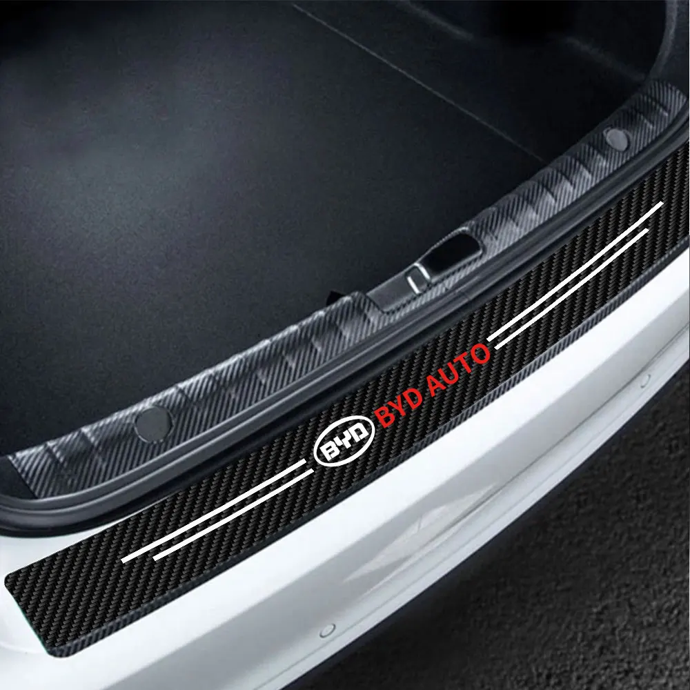 ألياف الكربون عتبة باب السيارة عتبة مكافحة ملصقات واقية الشارات ل BYD F3 F0 S6 يوان أتو أغنية Dm سيليون 7 ختم U Ev Tang #1