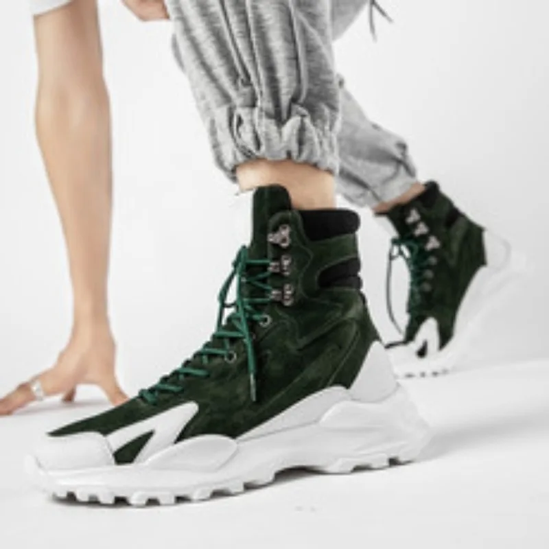 

2025 Autumn High Top Men's Shoes European Style Personality Casual Sneakers Man Anti-slip Street Skateboarding Sneakers For Man