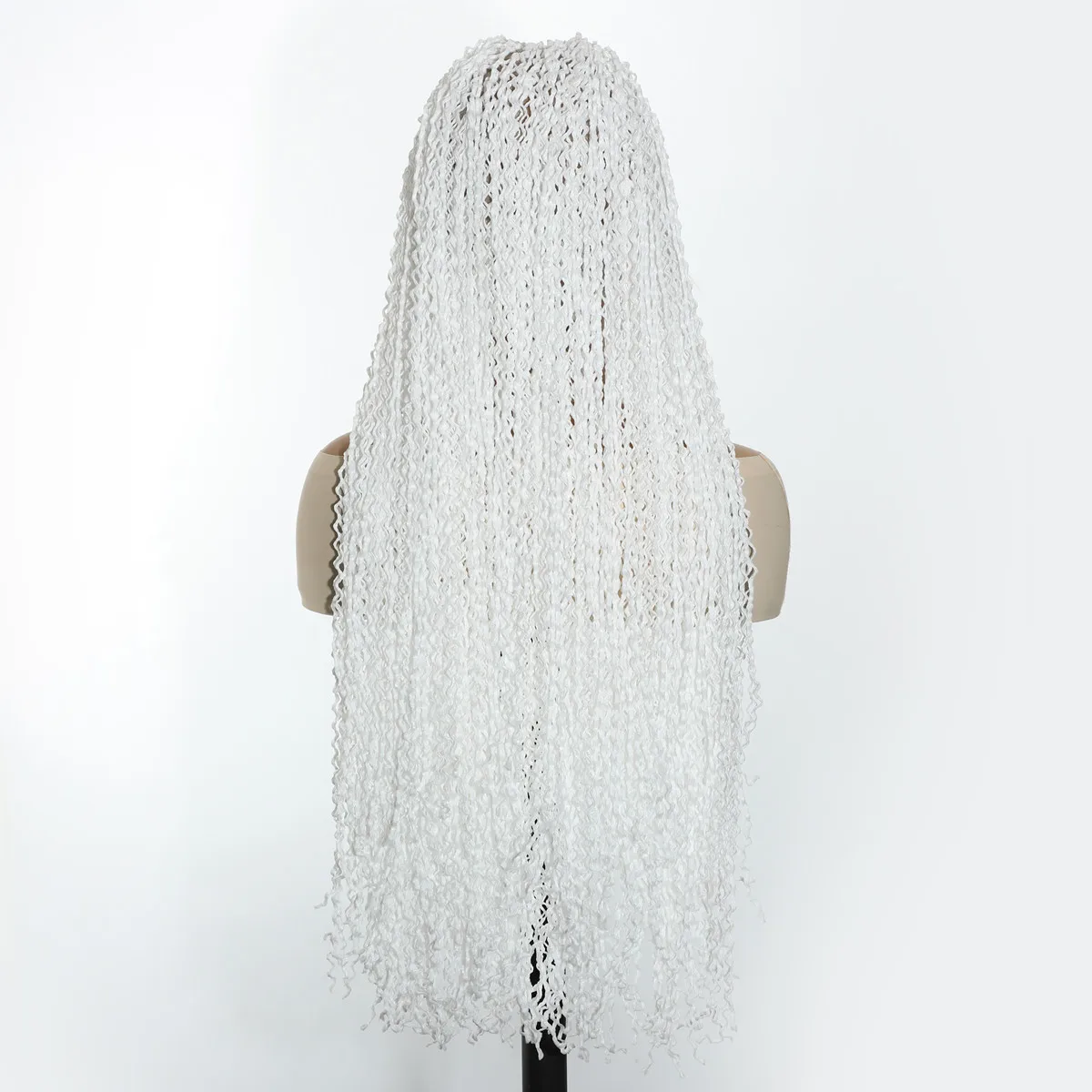 Lace Synthetic Braid Wig Long White Wig for Women Kontless Lace Curly Crochet Hair Braiding Wig with Baby Hair Daily Use