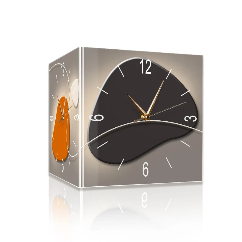 

Wall clock living room new creativewall lamp no punching corner corner Internet celebrity double-sided clock