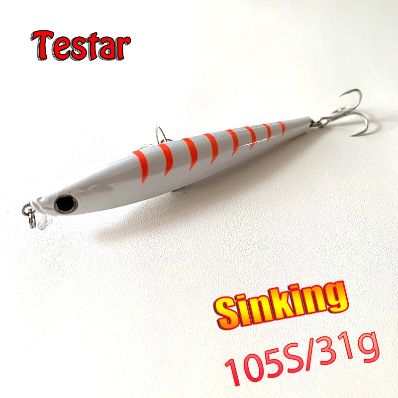 Testar Sinking Minnow Bait 105mm 31g Long Casting Stickbait Fishing Lure Inshore Wobbler Hard Bait for Bass Pike Pesca