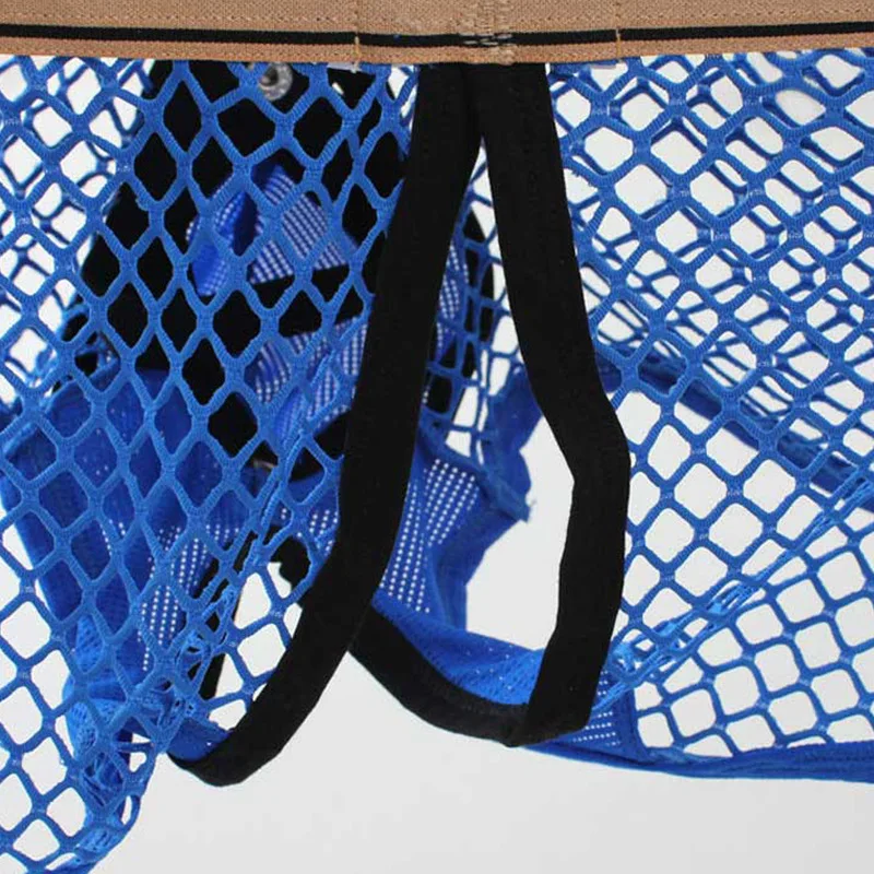 Sexy openwork mesh low rise panties men\'s open crotch stretch comfortable breathable bag bag detachable men\'s boxer panties