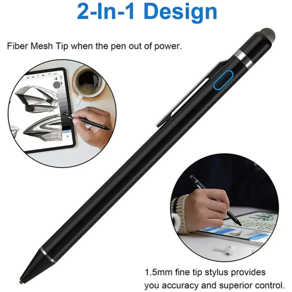 Universal Stylus Pen For IOS Android apple pencil1 iPad Air Pro Pen Touch Pen Suitable for Huawei Xiaomi iPhone with Clip 2 in 1