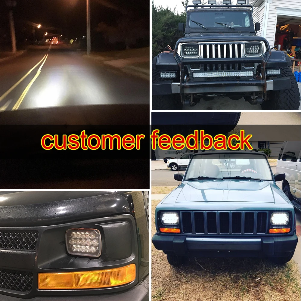 HL 5x7 Inch LED Car Headlight For Wrangler YJ Rectangular High Low Beams H4 Car Headlamp 6000K LED Drving Light off-road use