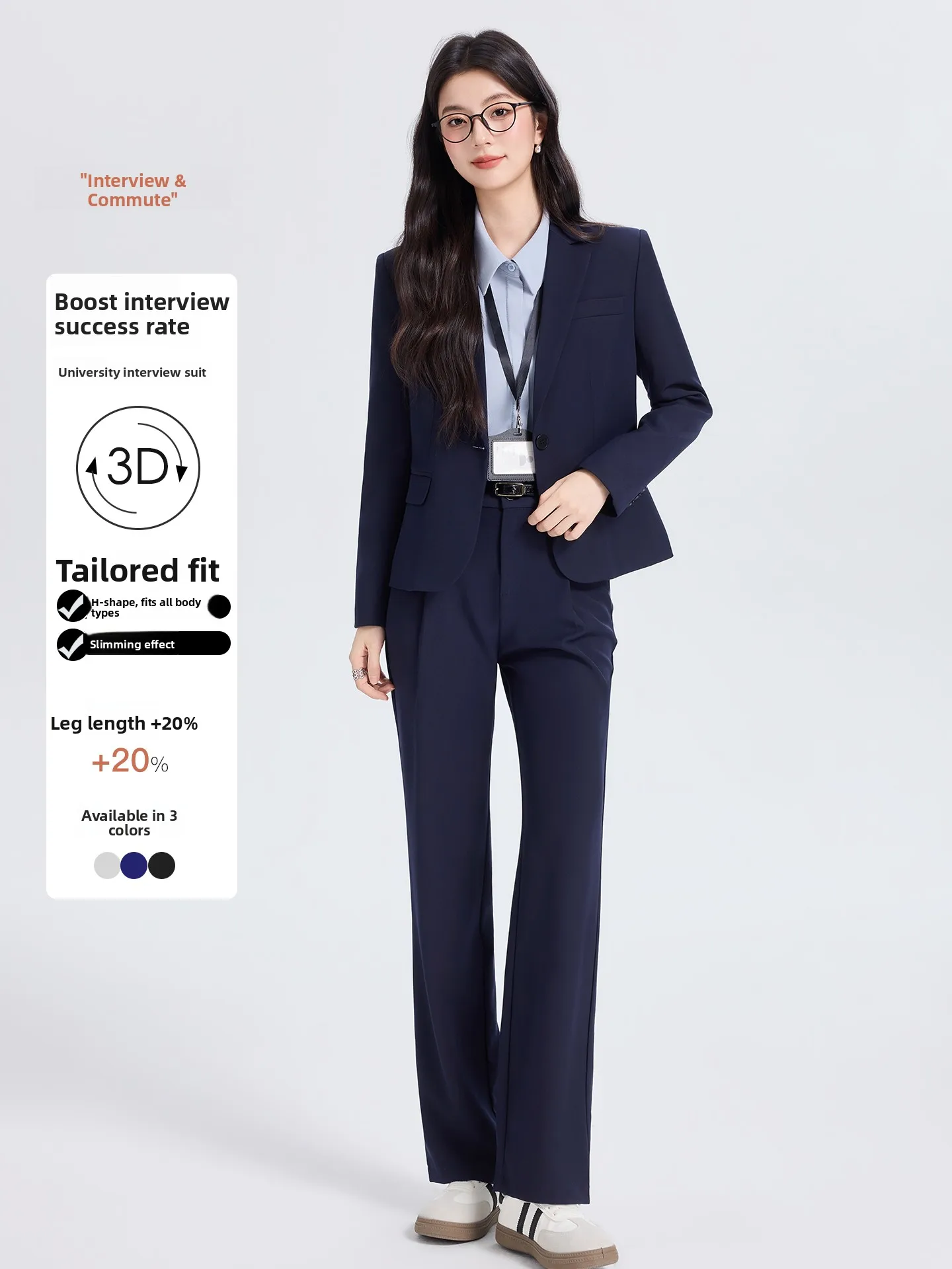 

New 2026 Women's Royal Blue Suit Set for College Students Job Interview Profional Workwear Ele Faionable Busin Suit
