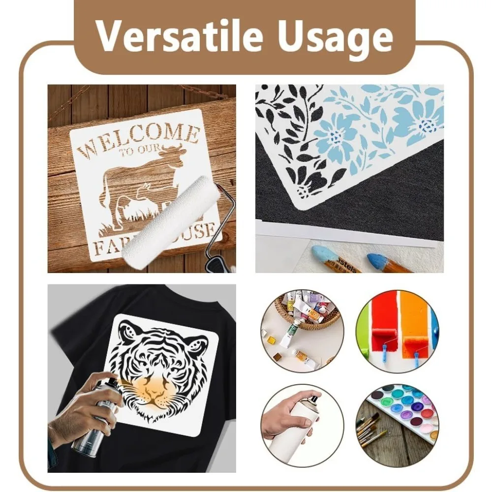 1 Piece Roaring Bear Head Animal Craft Art Stencil 11.8"x11.8" Growling Bear Plastic Reusable Stencil for Wood Burning Paint view 3